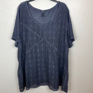 Catherine’s Blouse Lace over lay Color Grayest Blue Size 3XL